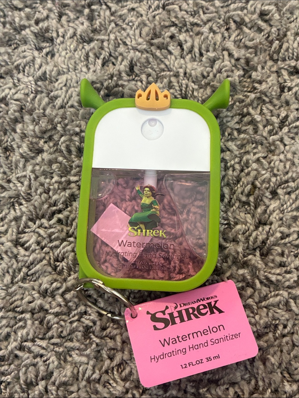 DreamWorks Shrek Watermelon Pink Hand Sanitizer with Green Silicone Holder